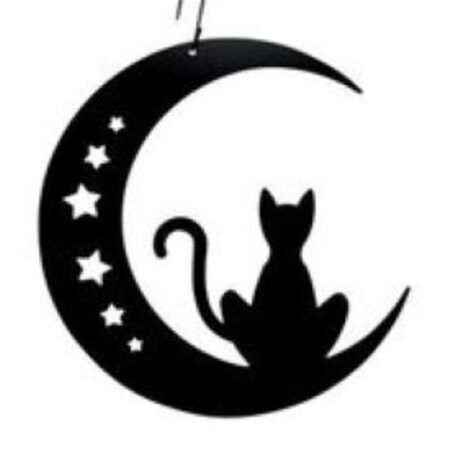 Cat/Moon- Decorative Hanging Silhouette